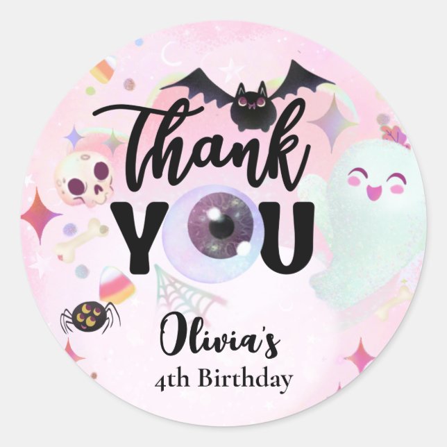 Thank you spooky classic round sticker (Front)