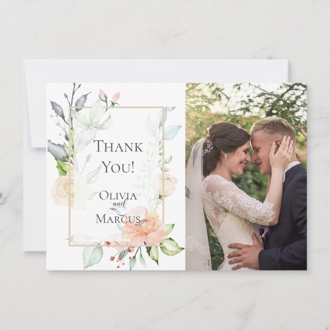 THANK YOU | Spring Floral Botanical PHOTO Frame Card (Front)