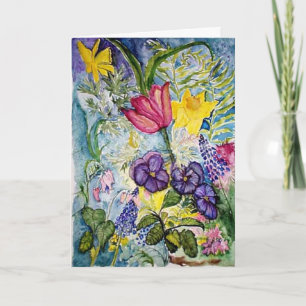 Thank you - spring flowers watercolor card