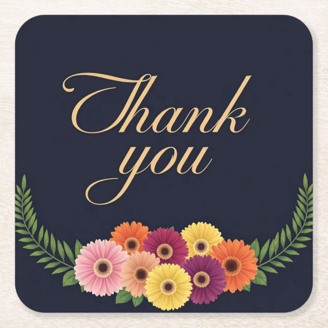 Thank You  Square Paper Coaster (Front)