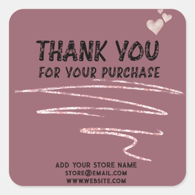 Thank you  square sticker (Front)