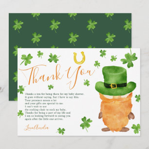Thank you St Patrick clover watercolor baby shower Card
