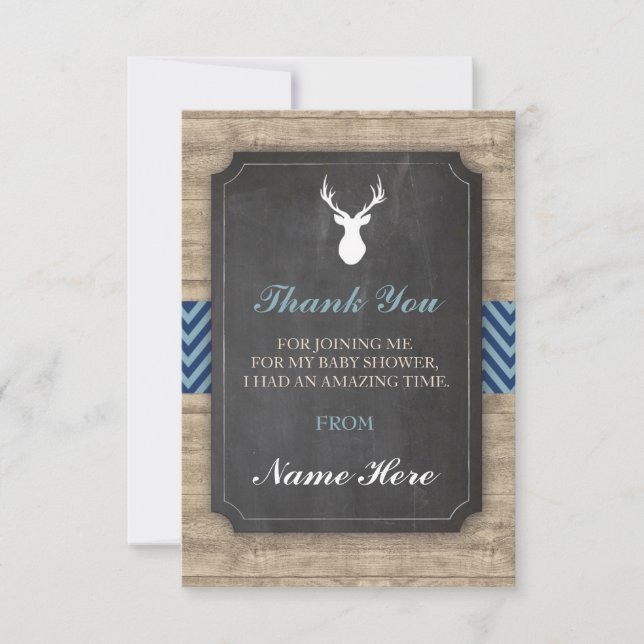 Thank You Stag Rustic Cards Wood Chalk (Front)
