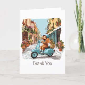 Thank You Standard Poodle Dog Riding Scooter Card