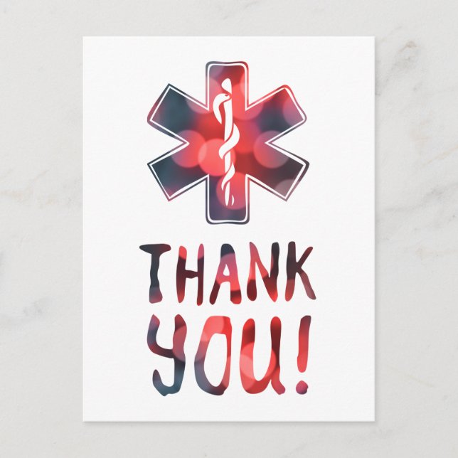 thank you star of life bokeh postcard (Front)