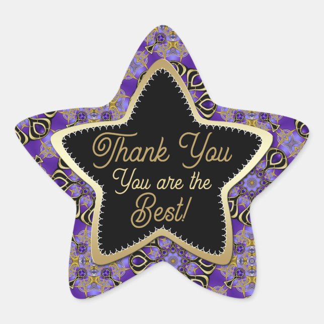 Thank You Star Purple +Gold You are the Best Star Sticker (Front)