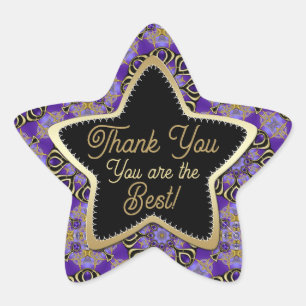 Thank You Star Purple +Gold You are the Best Star Sticker