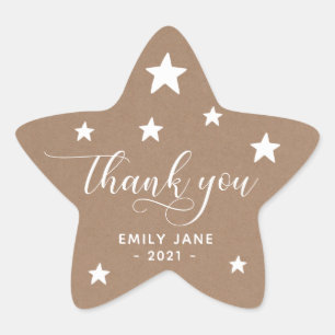 Thank You Stars Baby Shower Party Stickers Kraft