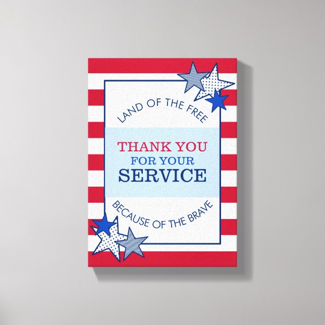 Thank You Stars Stripes Patriotic Veteran Service Canvas Print (Front)