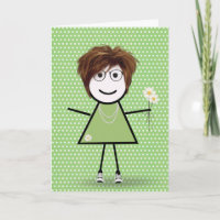 Thank You Stick Figure Girl with Daisies