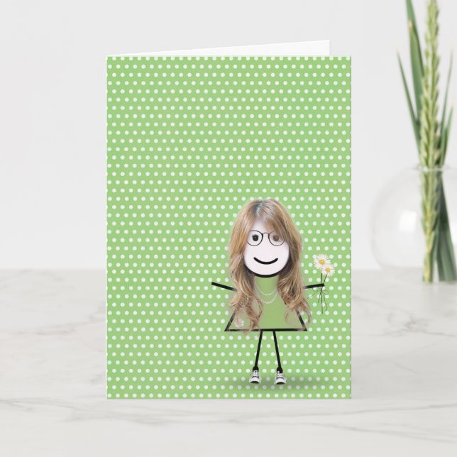 Thank You Stick Girl with Daisies (Front)