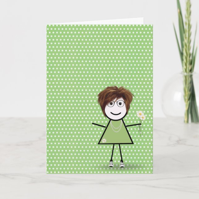 Thank You Stick Girl with Daisies (Front)