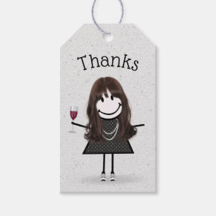 Thank You Stick Girl With Wine and Sneakers  Gift Tags