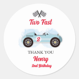 Thank you Sticker, Birthday Too Fast, Vintage Race Classic Round Sticker
