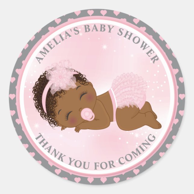 Thank you Sticker | Black Boy Girl Shower (Front)