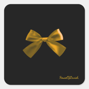 Thank You Sticker Black Gold Bow Luxury Gift