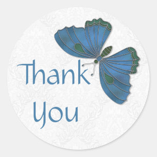 Thank You Sticker Butterfly Brocade blue