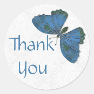 Thank You Sticker Butterfly Brocade blue