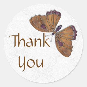 Thank You Sticker Butterfly Brocade brown