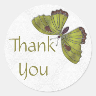 Thank You Sticker Butterfly Brocade green