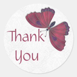 Thank You Sticker Butterfly Brocade red