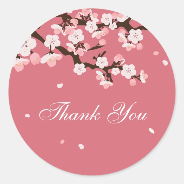 Thank You Sticker / Cherry Blossoms / Customizabe (Front)