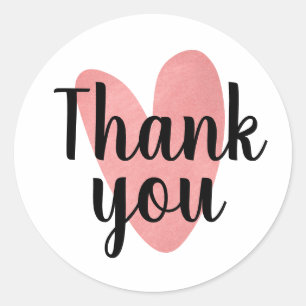 Thank You Sticker - Cute Simple Red Heart