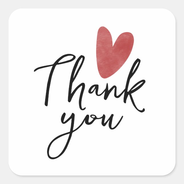 Thank You Sticker - Cute Simple Red Heart (Front)