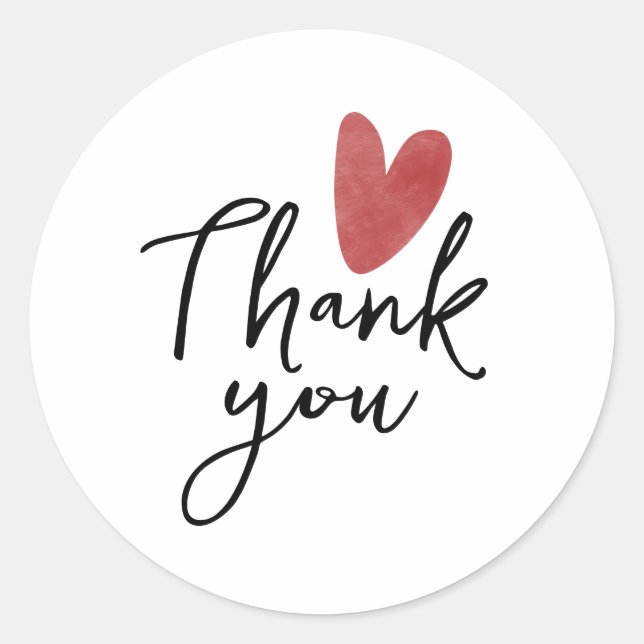 Thank You Sticker - Cute Simple Red Heart (Front)