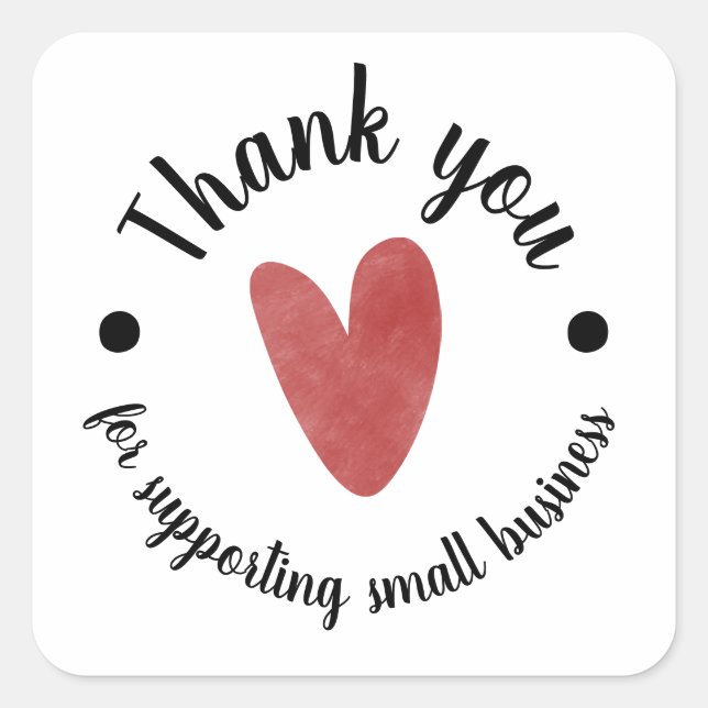 Thank You Sticker - Cute Simple Red Heart (Front)