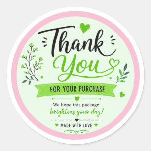 Thank You Sticker – Elegant Pink Floral