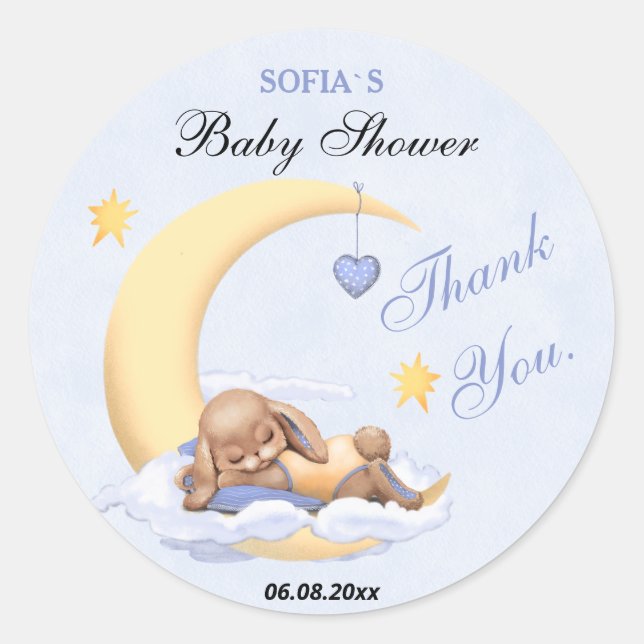 Thank you sticker for baby shower. (Front)