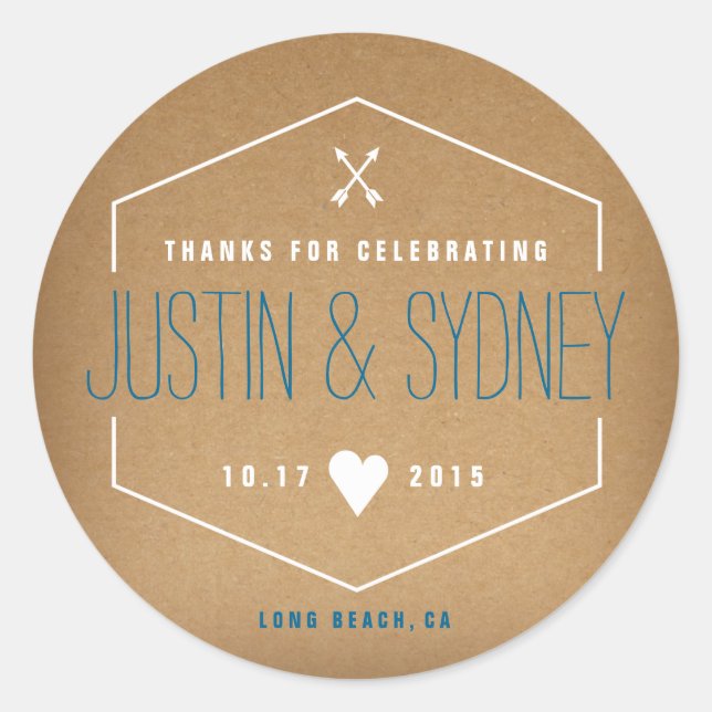 Thank you sticker for wedding favours (Front)