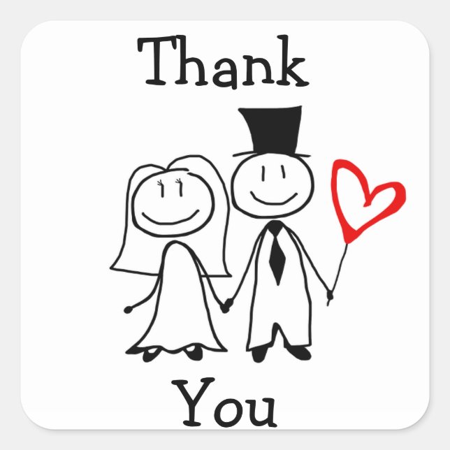 "Thank You" Sticker for Wedding Thank You Cards (Front)