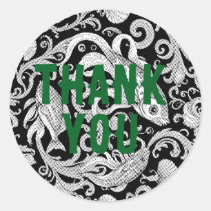 Thank You Sticker – Goldfish Tattoo Style Koi Fish