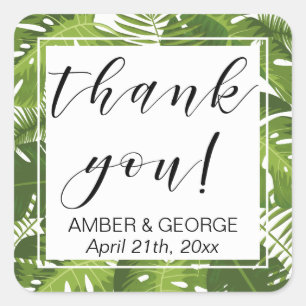 Thank you sticker   green leaves
