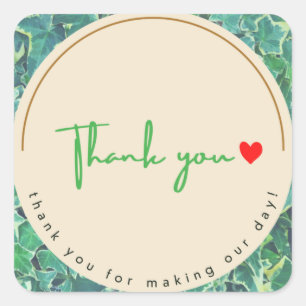 Thank You Sticker Ivy & Red Heart