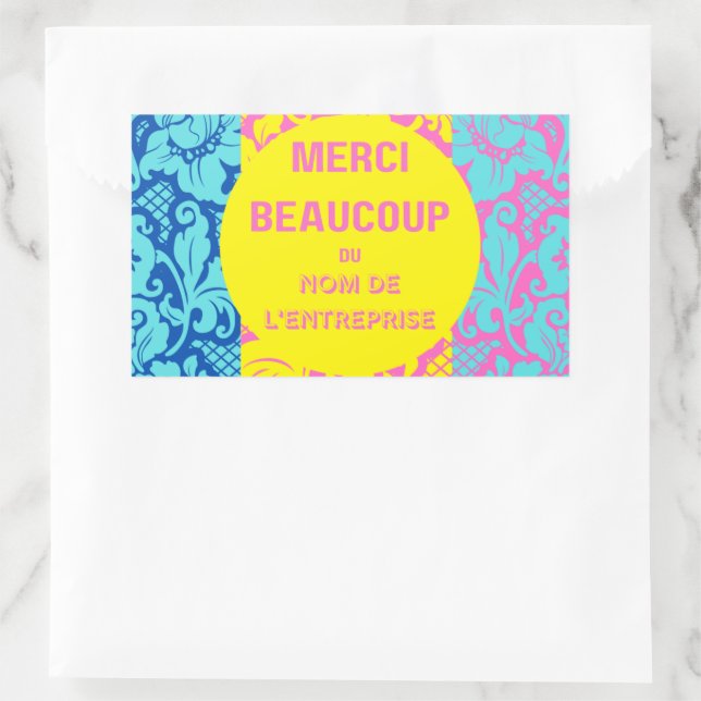 "Thank you" sticker- "merci beaucoup"-Design 1 Rectangular Sticker (Bag)