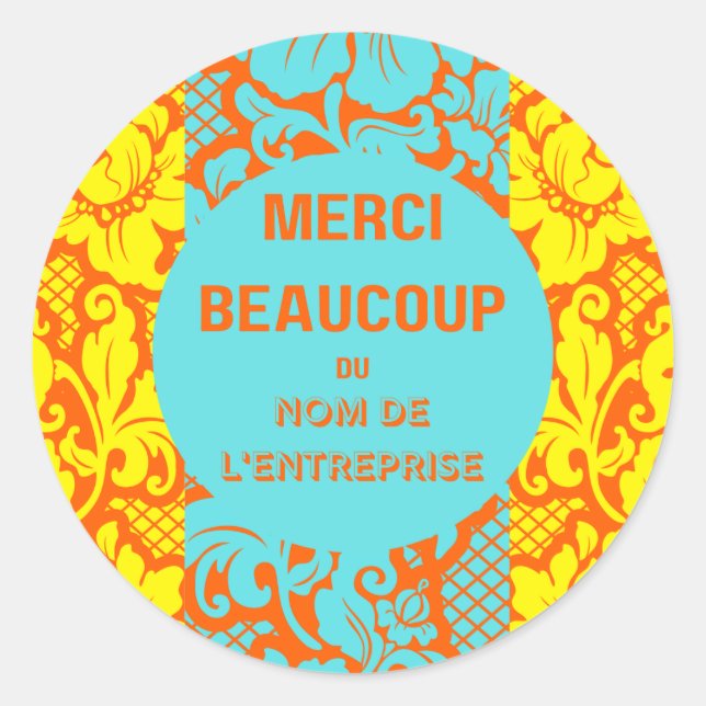 "Thank you" sticker- "merci beaucoup"-Design 4 Classic Round Sticker (Front)