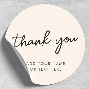 Thank you Sticker   Minimal Neutral Cream