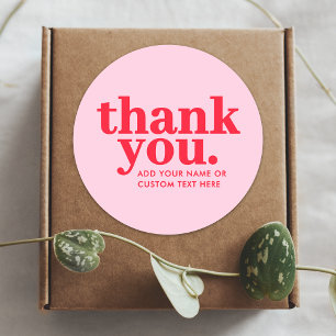 Thank you Sticker   Modern Red & Pink