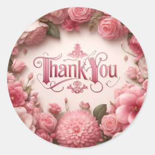 Thank you sticker pink - floral theme