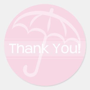Thank You Sticker Pink Umbrella