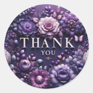 Thank You" Sticker - Purple Floral Theme Design