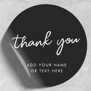 Thank you Sticker   Stylish Typographic Black