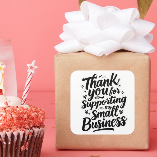 Thank You Sticker, Support Small Business Square Sticker (Party)