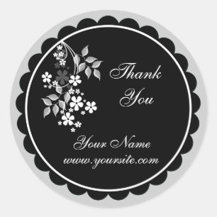 Thank You Sticker - White Floral