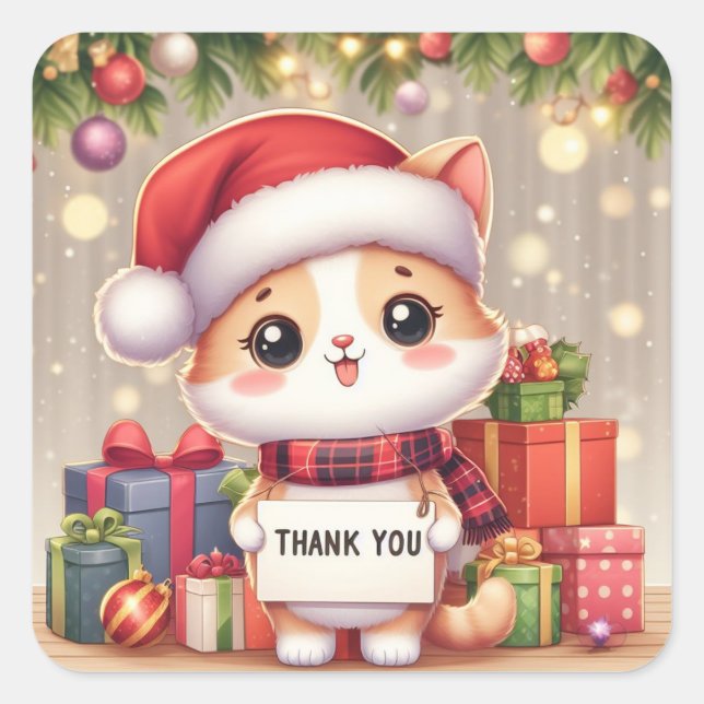 Thank You Sticker With A Cat (Front)