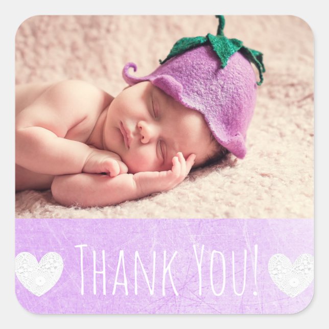 Thank You Sticker with your baby's photo (Front)