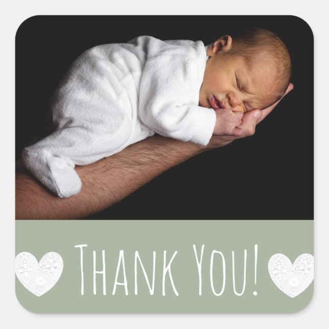 Thank You Sticker with your baby's photo (Front)